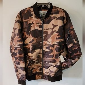 Levi's Camo Bomber Jacket Mens L NWT Casual Outdoor Brown Tan Western Grunge